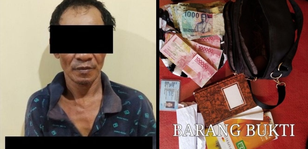 Pelaku bersama barang barang bukti sesaat setelah diamankan