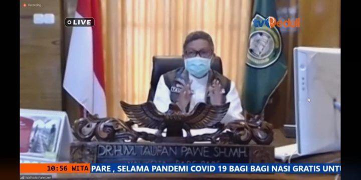 Wali Kota Parepare, HM Taufan Pawe saat Live Talkshow TV Peduli