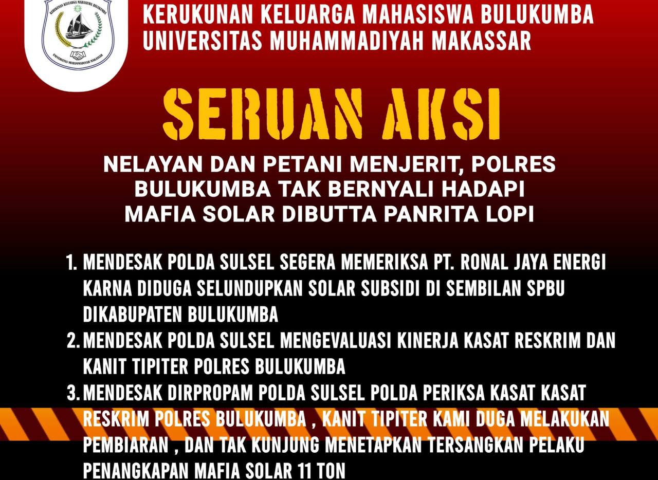 KKMB Akan Geruduk Polda Sulsel Minta PT. Ronal Jaya Energi Diperiksa Diduga Penyelundup Solar