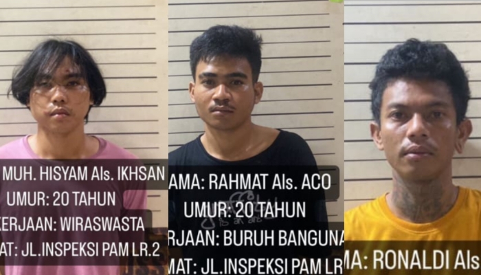 Ketiga pelaku dewasa usai diamankan Polisi Polrestabes Makassad. (Foto: dok, ist)