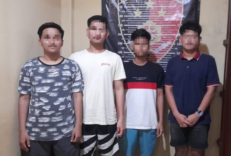 Keempat terduga pengeroyok anak di bawah umur di Sidrap (foto: dok, humas)