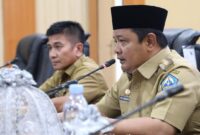 Pj Bupati Bantaeng, DR. Andi Abubakar, S.Ip., M.Si didampingi Kadis Infokom SP Kabupaten Bantaeng, H. Subhan di Rakor dan Bimtek 