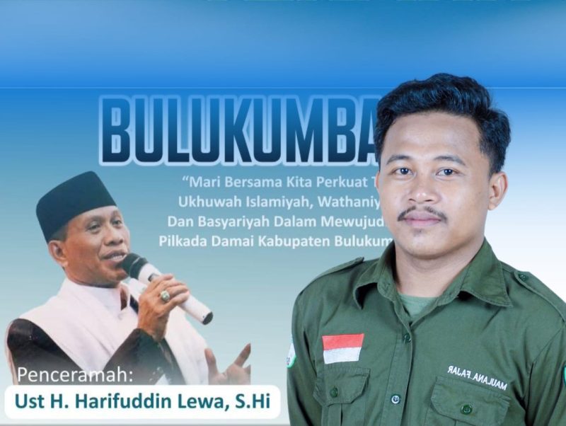 Ketua Dema STAI Al Gazali Bulukumba, Maulana Fajar (kanan), Ust H. Harifuddin Lewa (kiri). (FOTO: Kolase)