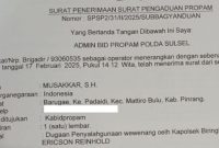 Bukti laporan pengqduan Musakkar S.H ke Propam Polda Sulsel. (Foto: Dok, pribadi)