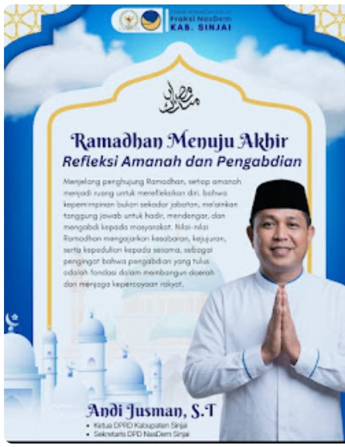 Refleksi Ramadhan Menjelang Akhir, Andi Jusman Ajak Perkuat Amanah dan Pengabdian